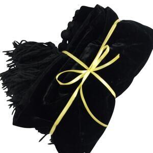 STUNNING LONG BLACK VELVET W/ HEAVY TASSLE ENDS FORMAL TABLE RUNNER CENTERPIECE!